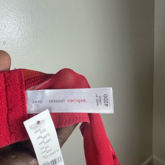Cacique Red Lace Full Coverage Bra with Underwire Support - Picture 6 of 6